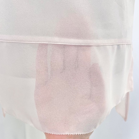 New French Connection Mixed Fabrics High Low Hem Short Sleeve Top Blush Pink XS - Picture 6 of 14